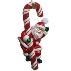 Raz Imports Raz Eric Cortina 6.75" Candy Cane Santa Glass Christmas Ornament 4553105 Outlet