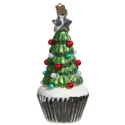 Raz Imports Raz Eric Cortina 5.5" Christmas Tree Cupcake Glass Christmas Ornament 4553169 Online
