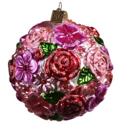 Raz Imports Raz Eric Cortina 4" Colorful Flower Ball Glass Christmas Ornament 4553174 Hot