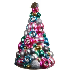 Raz Imports Raz Eric Cortina 5.5" Multicolored Reflector Tree Glass Christmas Ornament 4553179 Outlet