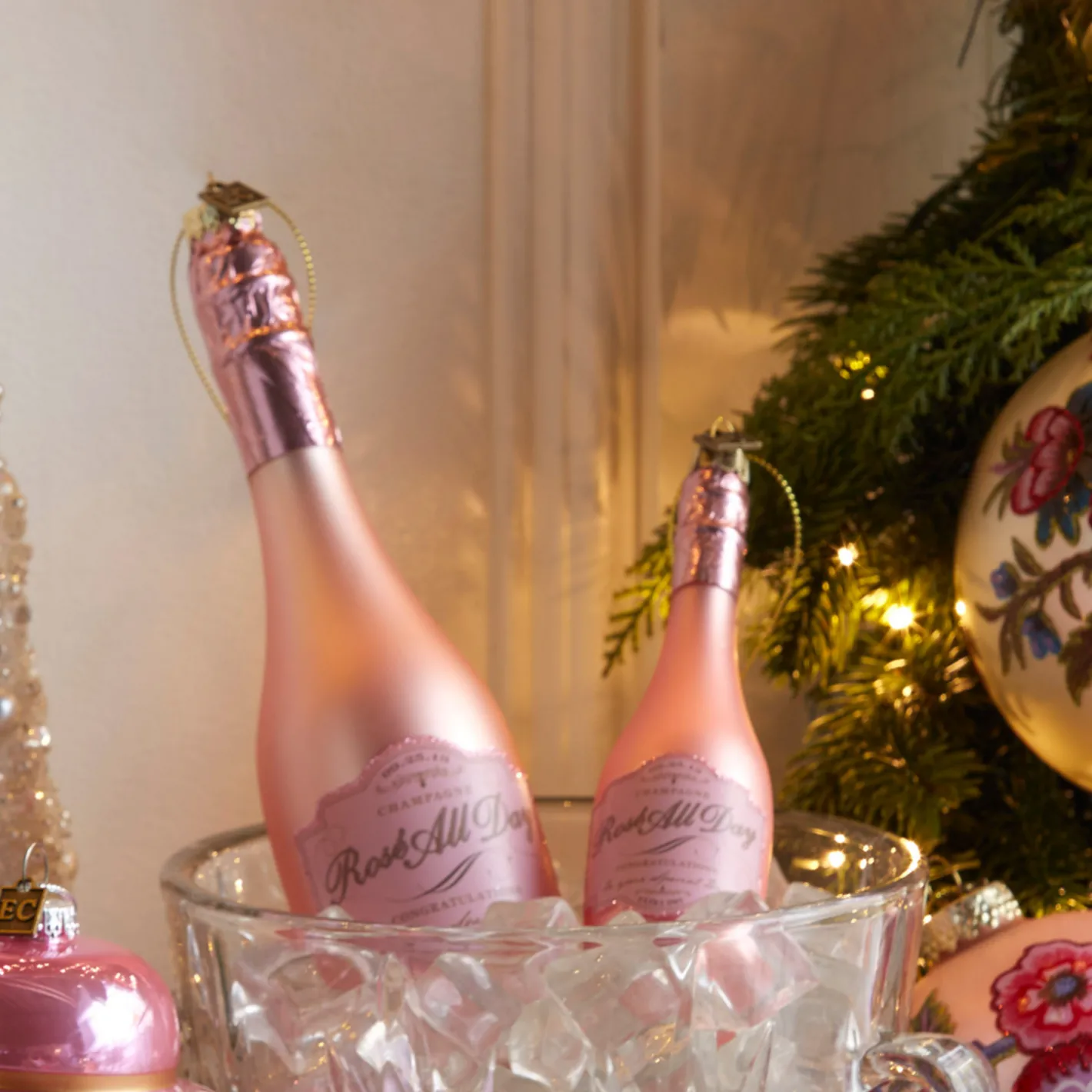 Raz Imports Raz Eric Cortina 5.75" or 8.25" Congratulations Pink Champagne Glass Christmas Ornament Outlet