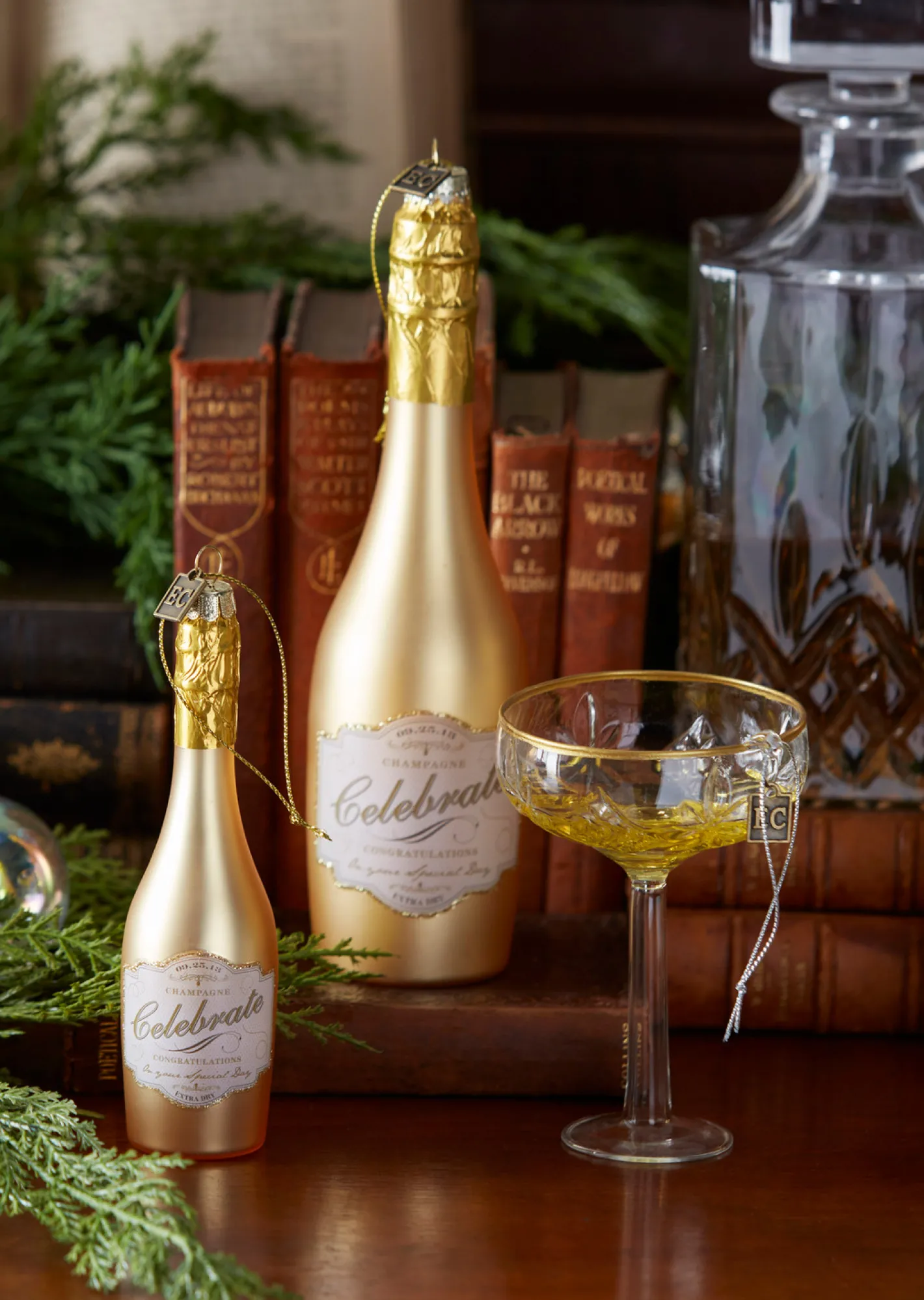 Raz Imports Raz Eric Cortina 5.75" or 8.25" Congratulations Gold Champagne Glass Christmas Ornament Outlet