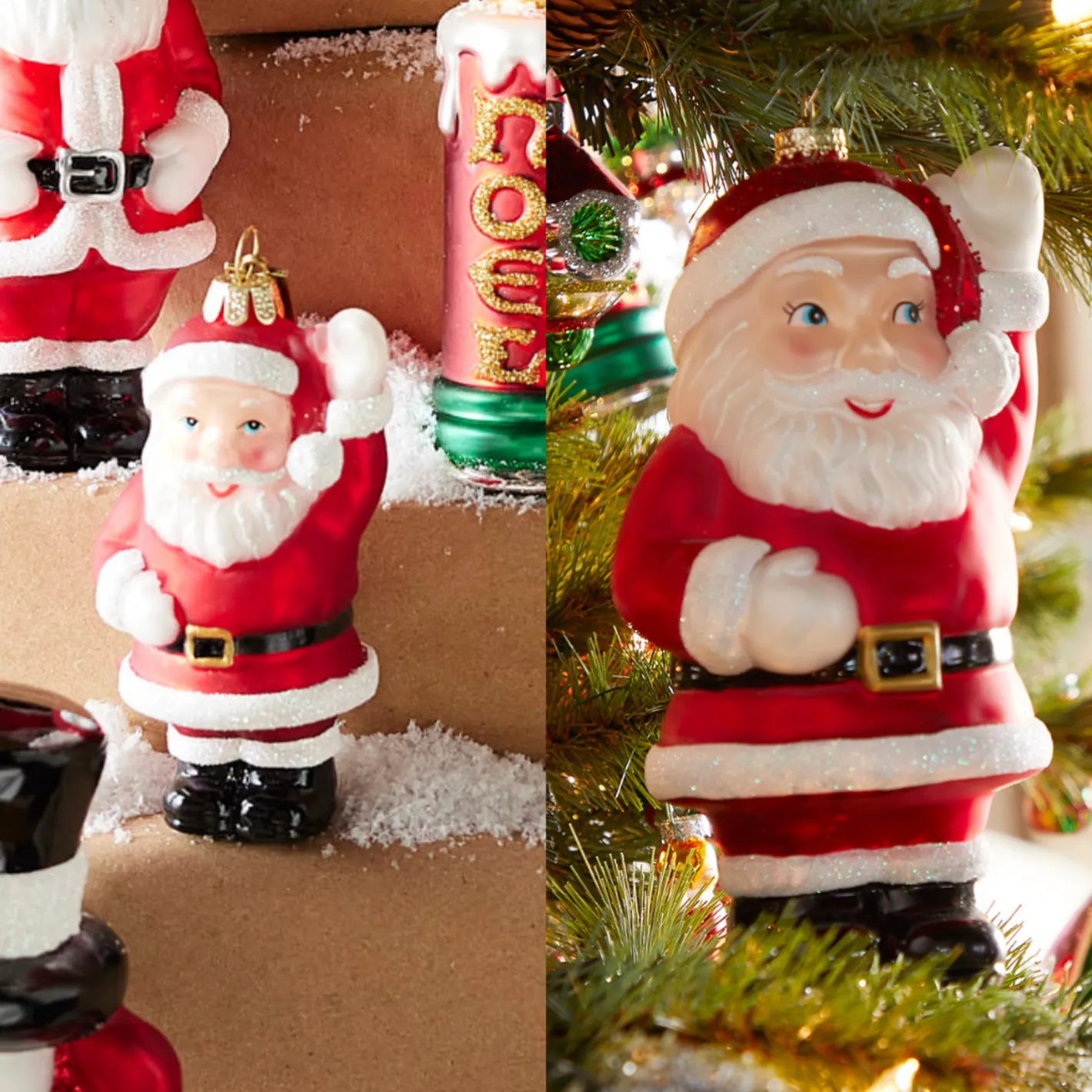 Raz Imports Raz Eric Cortina 3.5" or 8" Waving Santa Blow Mold Glass Christmas Ornament