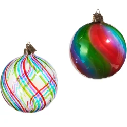 Raz Imports Raz Eric Cortina 3" Rainbow Marble Ball Glass Christmas Ornament 4553141 Online
