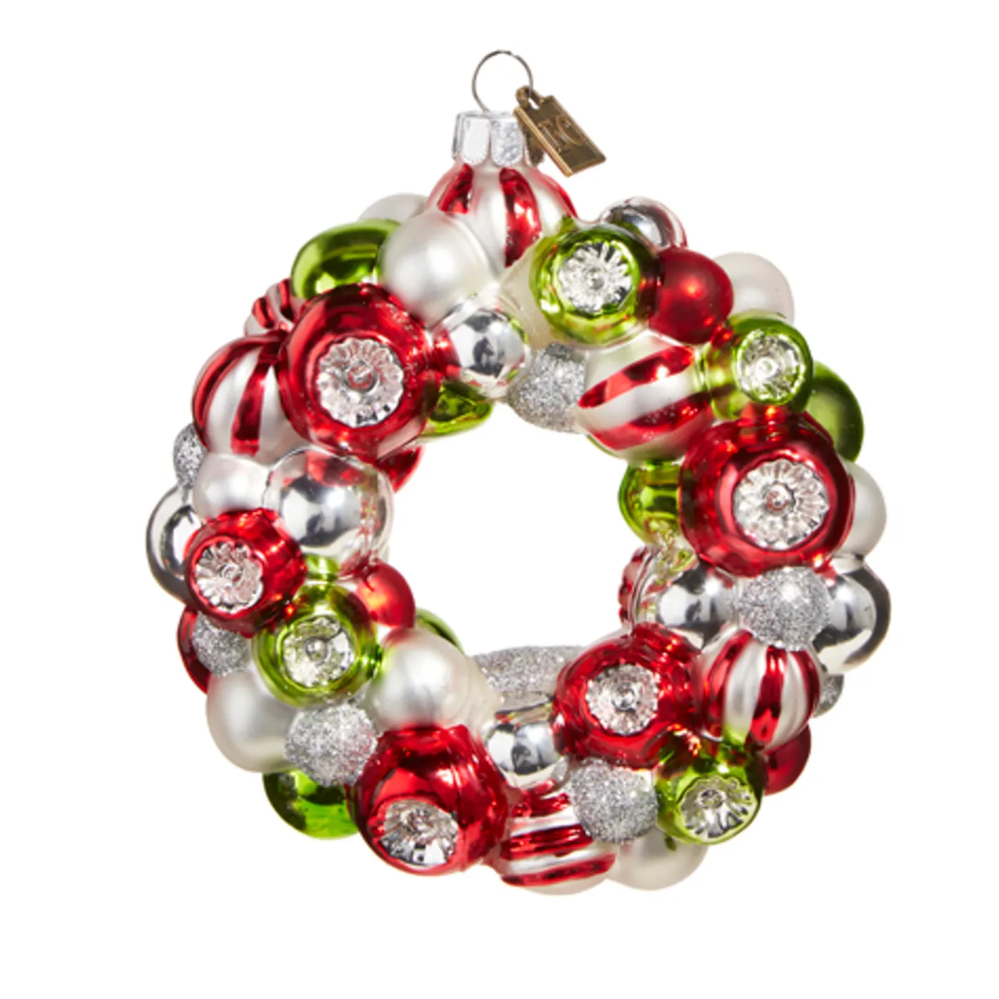 Raz Imports Raz Eric Cortina 4" Red, Green, and White Wreath Glass Christmas Ornament 4353164 Outlet
