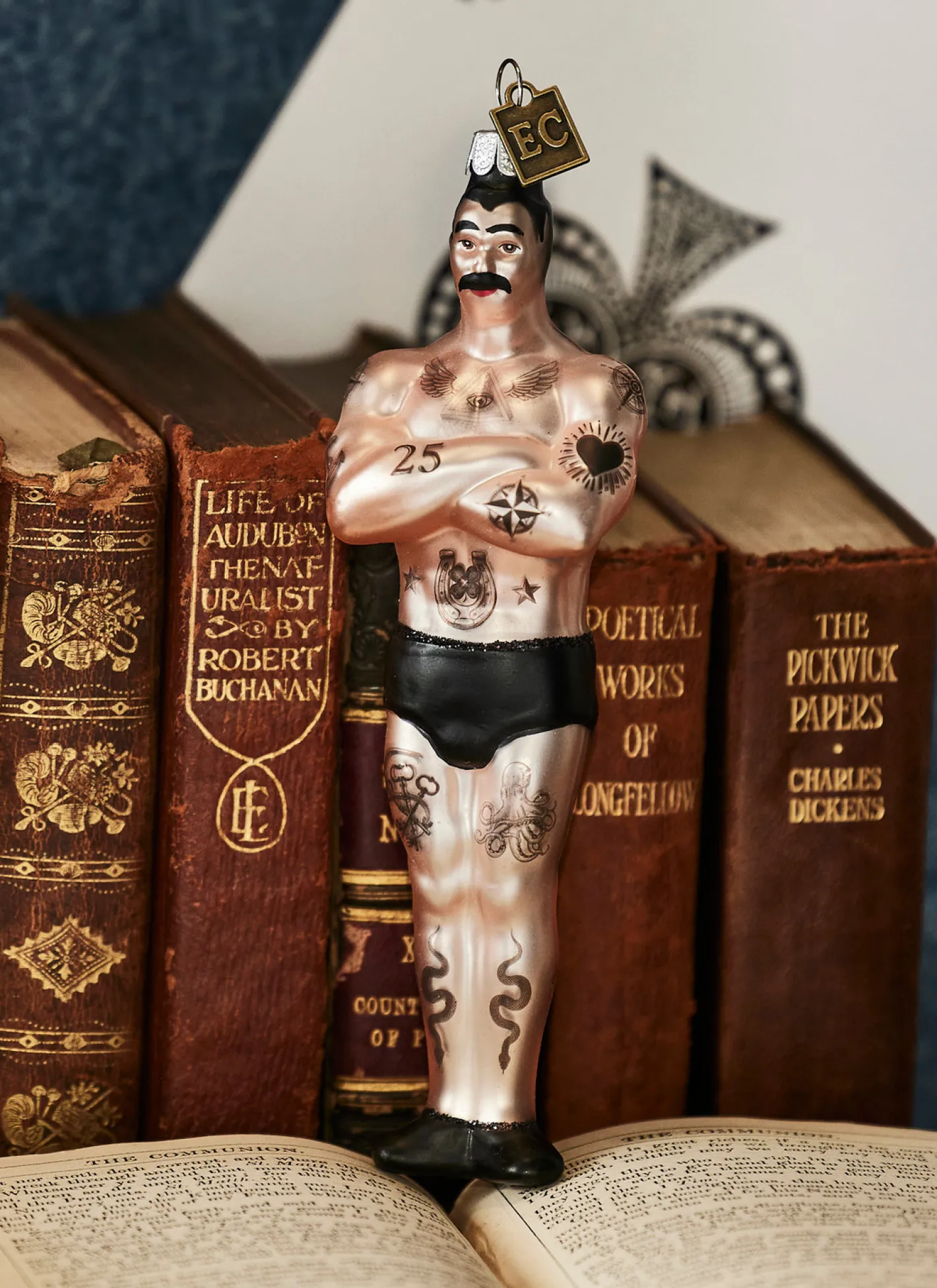 Raz Imports Raz Eric Cortina 4" Tattooed Man Glass Christmas Ornament 4353140 Best