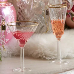 Raz Imports Raz Eric Cortina Pink Martini or Champagne Glass Christmas Ornament
