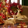 Raz Imports Raz Gold Large Laying or Standing Deer with Wreath Christmas Decoration Best