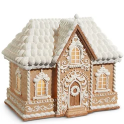 Raz Imports Raz Lighted Brown and White Christmas Gingerbread House Decoration Clearance
