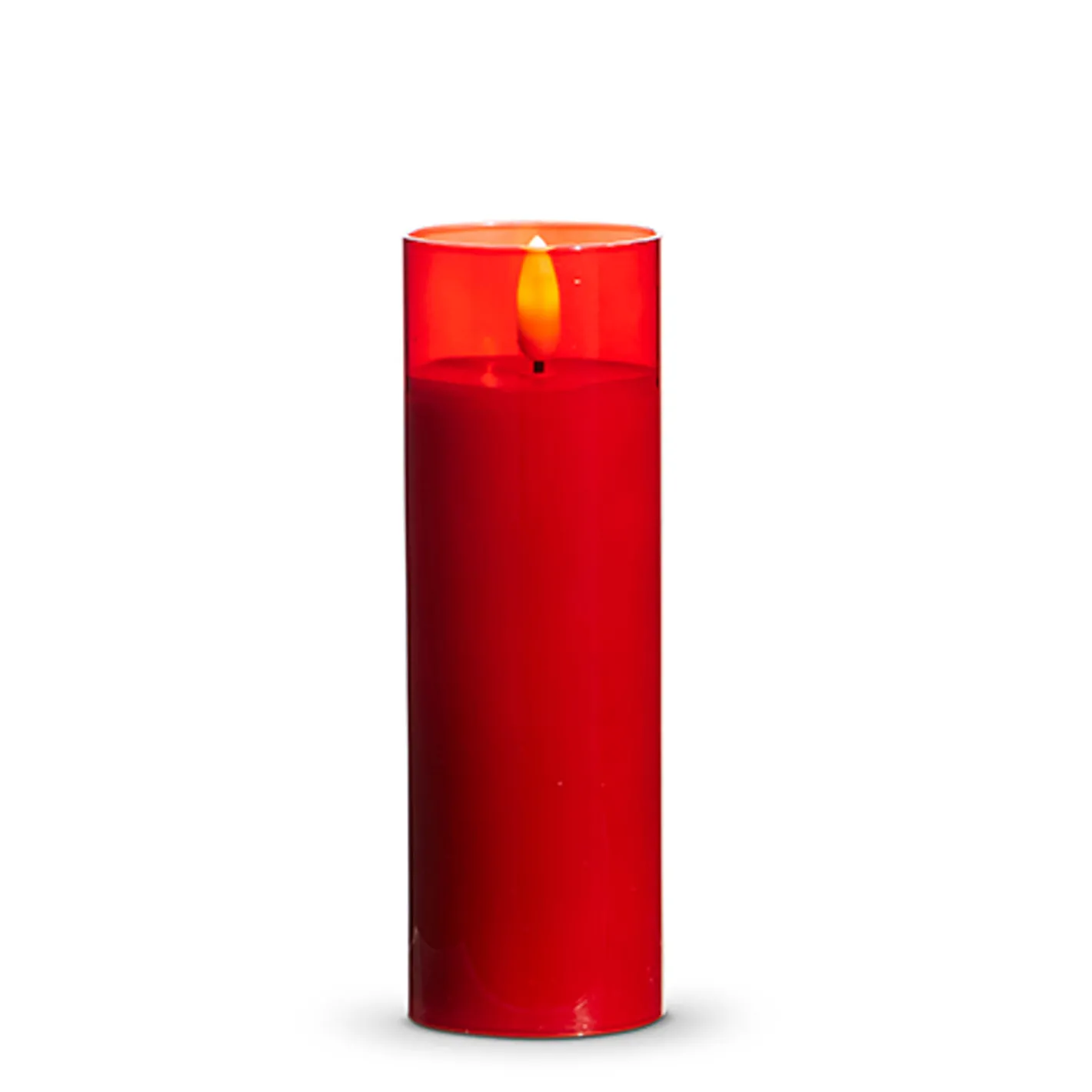 Raz Imports Raz Pillar Battery Operated Flickering Candle In Red Glass Best