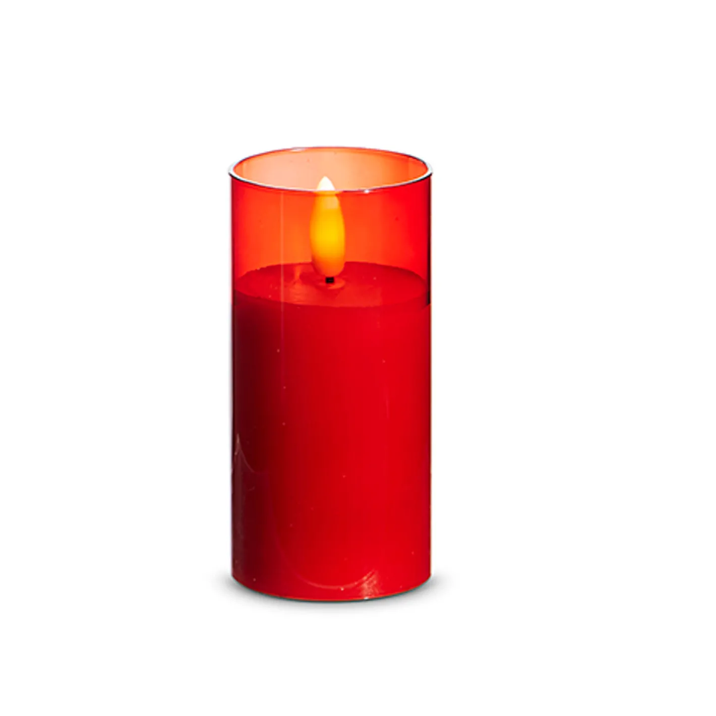 Raz Imports Raz Pillar Battery Operated Flickering Candle In Red Glass Best