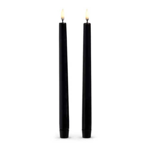 Raz Imports Raz Set of 2 10" Black Taper Battery Operated Candle with Lighted Flickering Wick 4434555