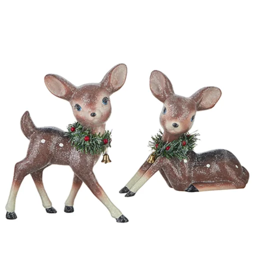 Raz Imports Raz Set of 2 12.75" Large Reindeer with Bottle Brush Wreath Christmas Figure 4212557 Online
