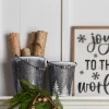 Raz Imports Raz Set of 2 Galvanized Buckets with Trees Christmas Decorations 4355001 New