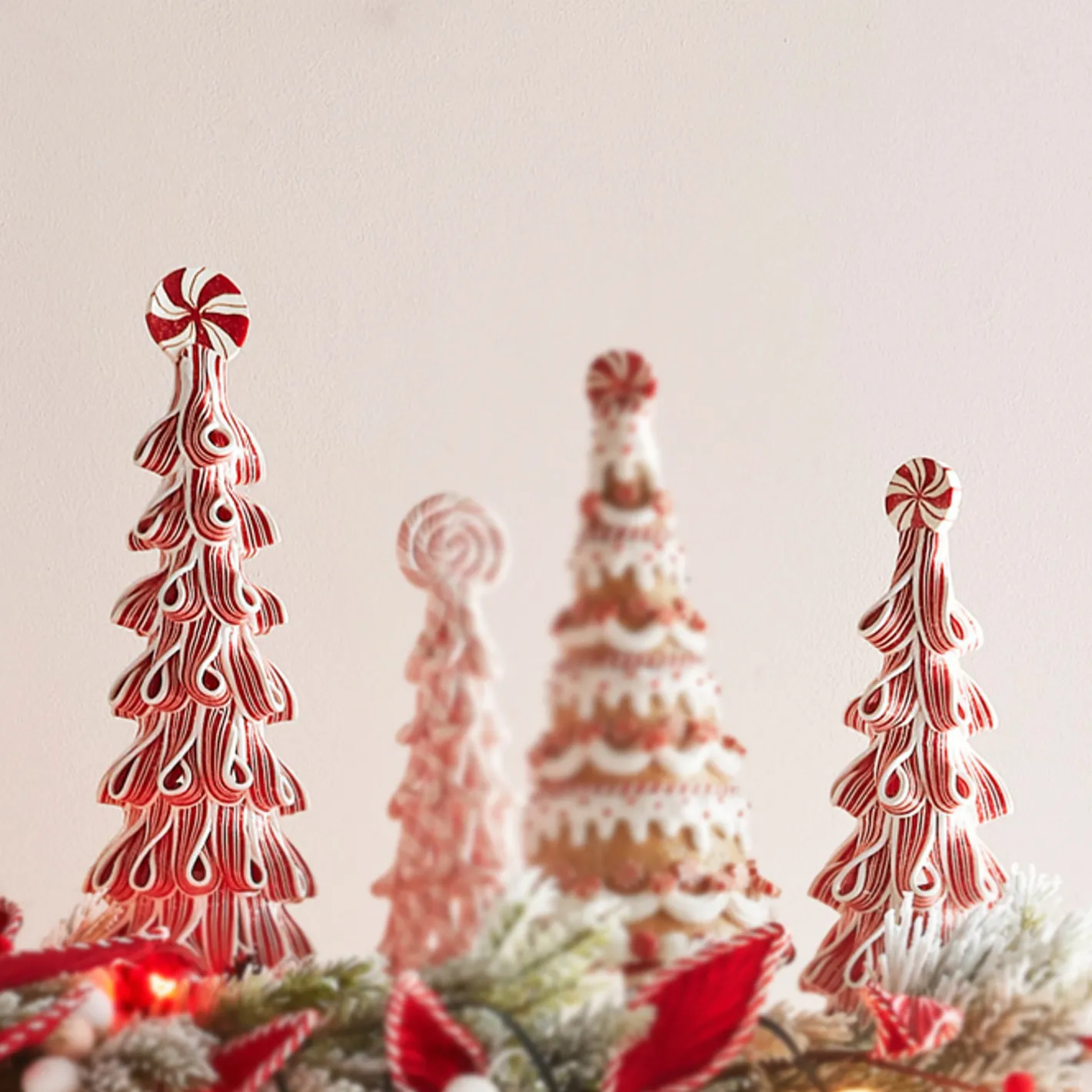 Raz Imports Raz Set of 2 Ribbon Candy Trees Christmas Decoration 4314120 Outlet
