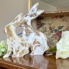 Raz Imports Raz Set of 2 Whitewash Wood Bunny Easter Figures 4424032 New