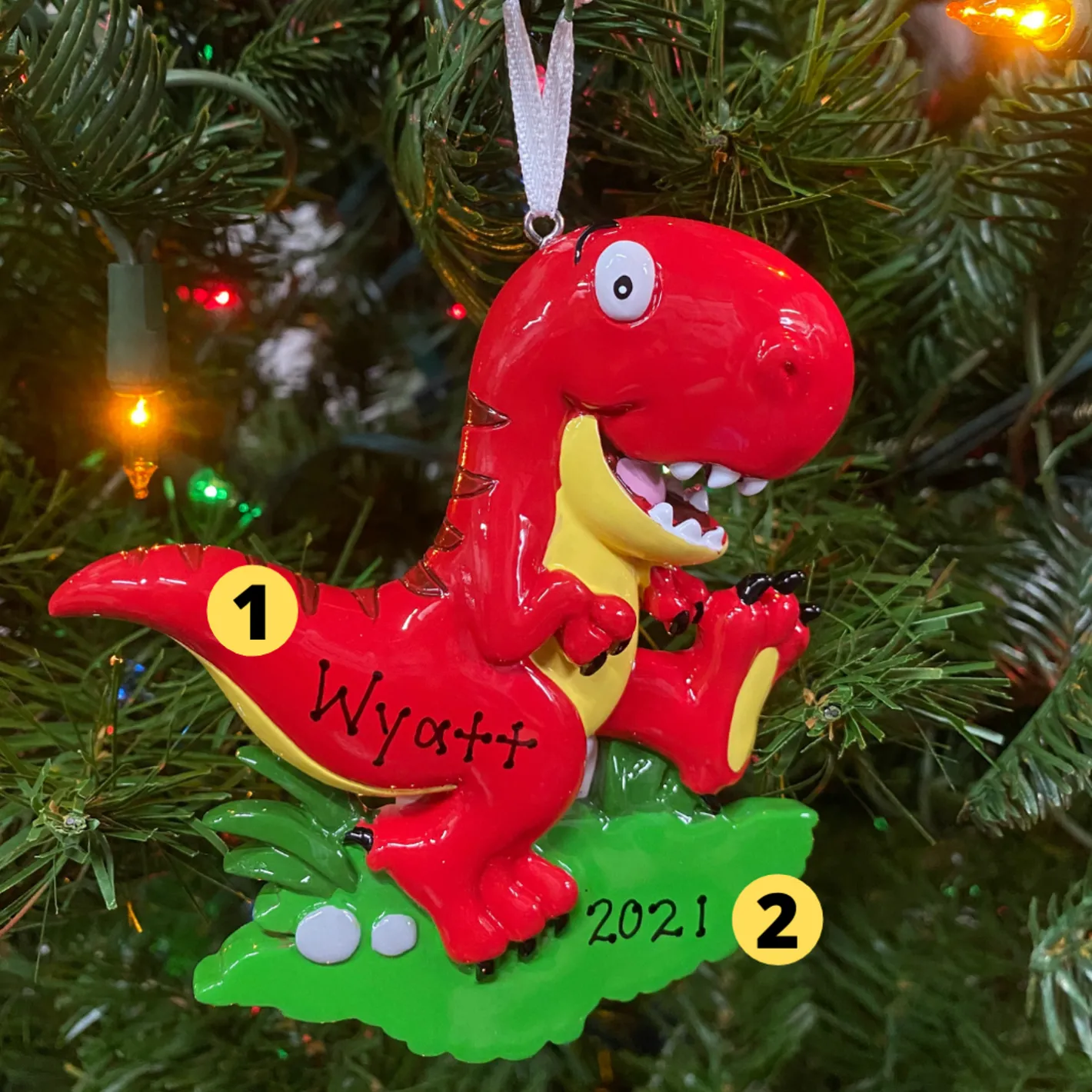 Polar X Red T-Rex Dinosaur Personalized Christmas Ornament OR816-A Outlet