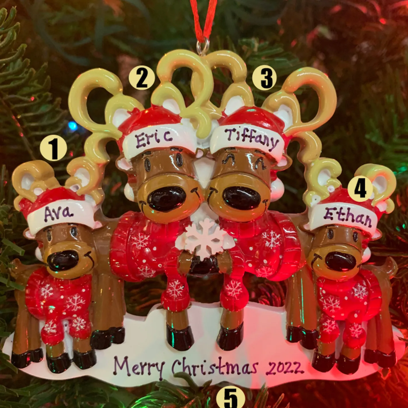 Polar X Reindeer Family of 4 Personalized Christmas Ornament OR2256-4