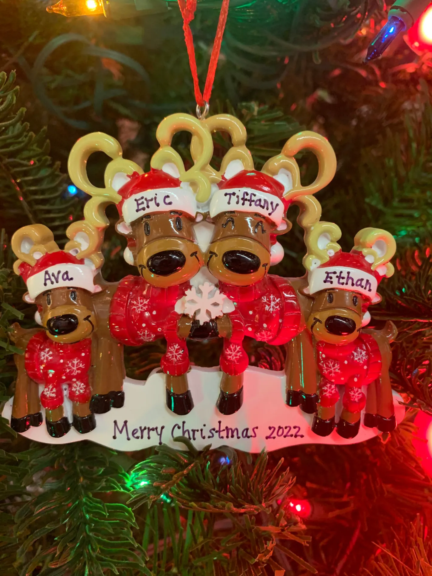 Polar X Reindeer Family of 4 Personalized Christmas Ornament OR2256-4