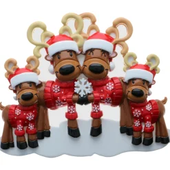 Polar X Reindeer Family of 4 Personalized Christmas Ornament OR2256-4