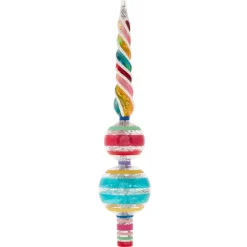 Shiny Brite Vivid Vintage 13" Decorated Glass Tree Topper Finial 4028191 Discount
