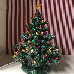 Handmade Ceramics Sierra Lighted Green Ceramic Christmas Tree 16" Hot