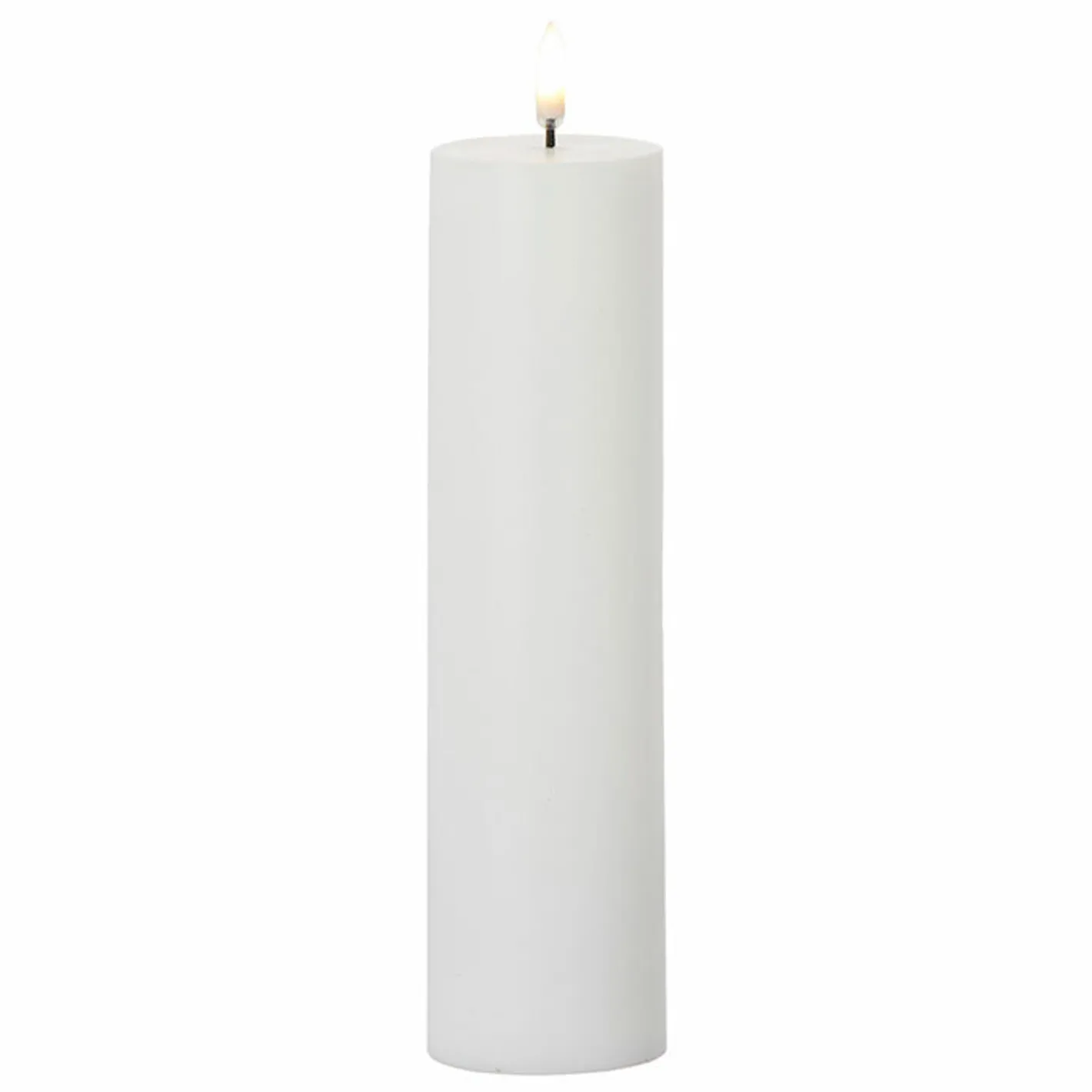 Raz Imports Uyuni 9.75" Flat Top Moving Flame White Unscented Pillar Battery Candle 4034508 Sale